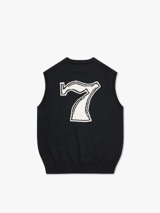 7 DAYS Graphic Knitted Vest Knitwear 001 Black
