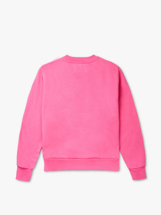 Men's Pink Crew-neck Sweater, Grey Sweatpants, White Leather High