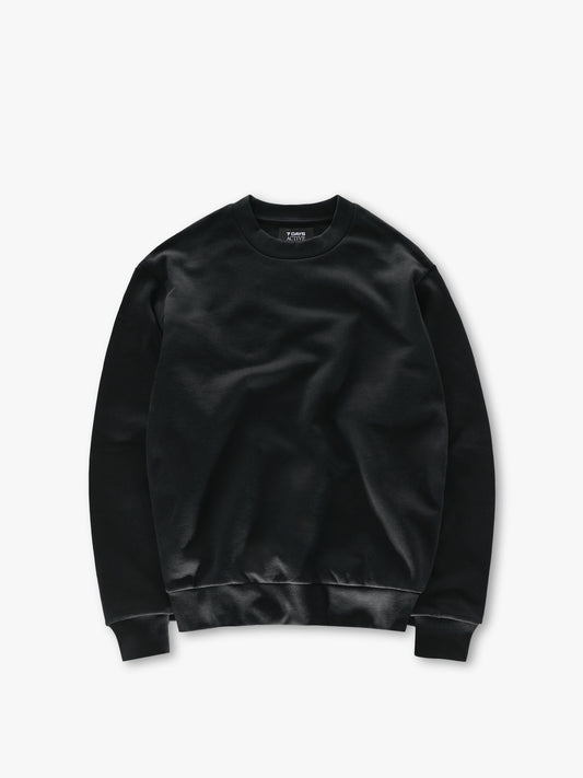 7 Days Active Organic Logo Crewneck Sweatshirts 001 Black