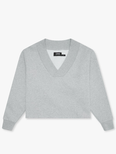 7 DAYS Organic V-neck Jumper Sweatshirts 022 Heather Grey