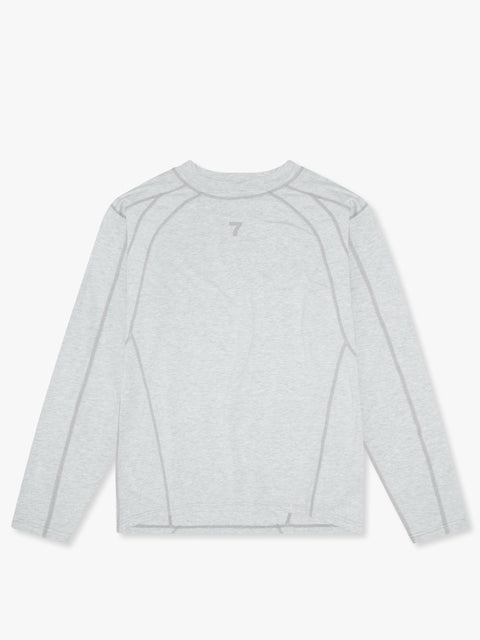 7 DAYS Panelled Long Sleeve Tee T-shirt L/S 022 Heather Grey