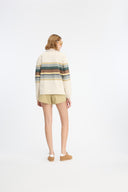 7 Days Active Polo Stripes Long Sleeve Lifestyle Tops 005 Beige