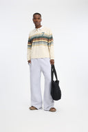 7 Days Active Polo Stripes Long Sleeve Lifestyle Tops 005 Beige