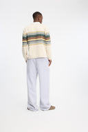 7 Days Active Polo Stripes Long Sleeve Lifestyle Tops 005 Beige