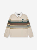 7 Days Active Polo Stripes Long Sleeve Lifestyle Tops 005 Beige