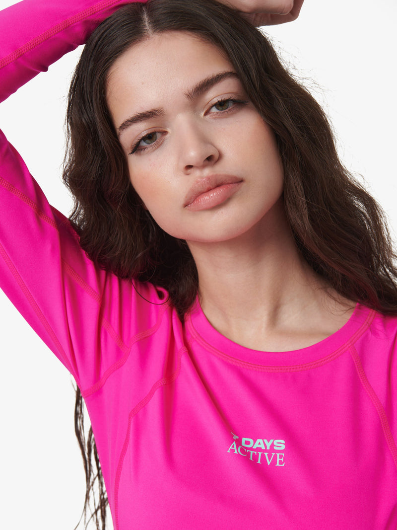 7 DAYS Cropped Longs Sleeve Top T-shirt L/S 147 Pink Glo