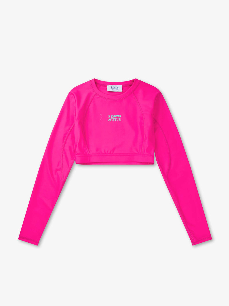 7 DAYS Cropped Longs Sleeve Top L/S T-shirt 147 Pink Glo