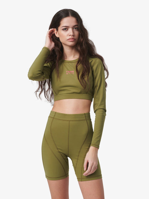 7 DAYS Cropped Longs Sleeve Top T-shirt L/S 247 Capulet Olive