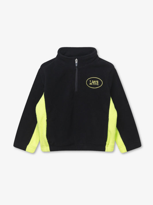 7 DAYS Kids Fleece Half Zip Pullover Jackets 008 Black/Lime